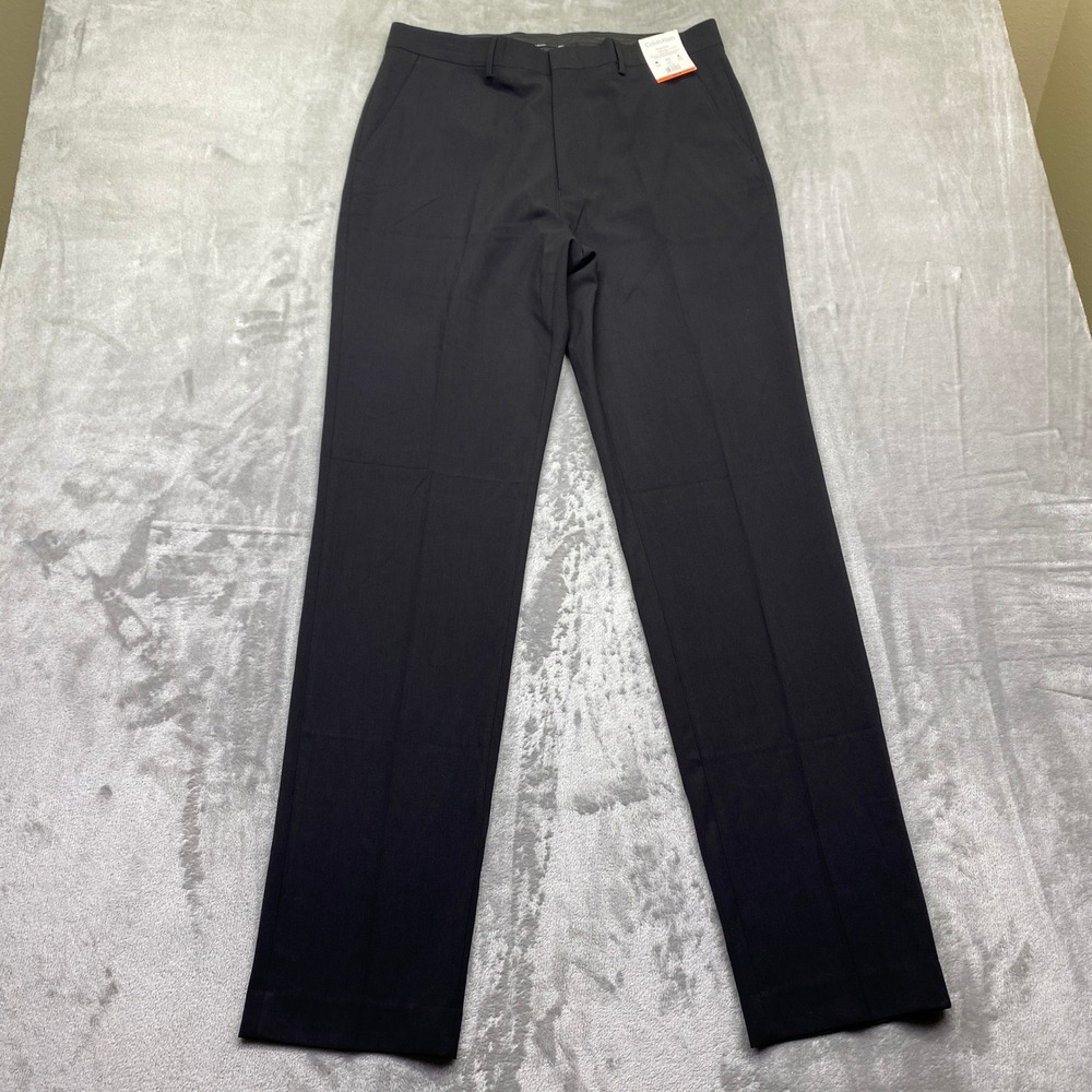 Calvin Klein Mens Slim Fit Dress Pants Black Sz 34 Flex Waist Stretch NWT Preppy